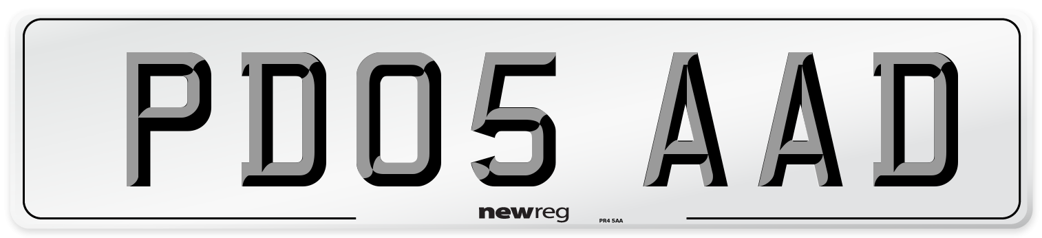 PD05 AAD Number Plate from New Reg